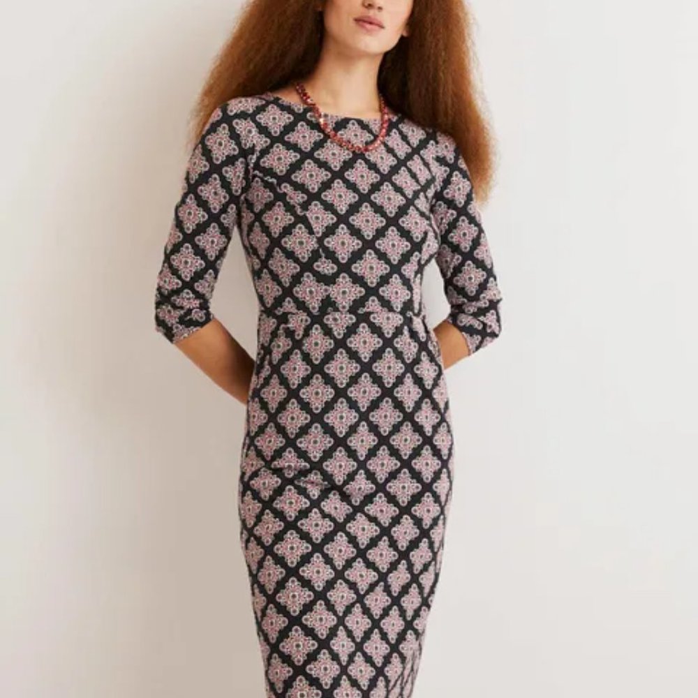 Boden Black and Pink Long Sleeve Dress